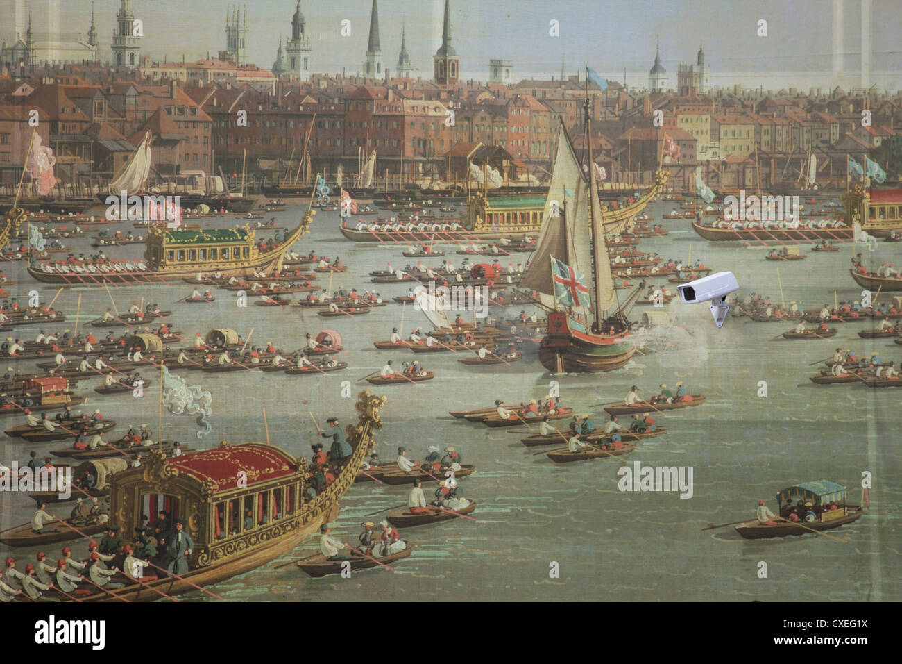 Ancien maître Canaletto thésaurisation de peinture avec des caméras de vidéosurveillance. Londres, Royaume-Uni. Banque D'Images