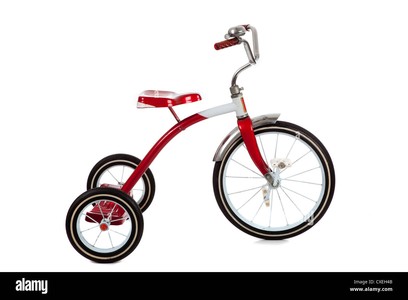 red and white tricycle