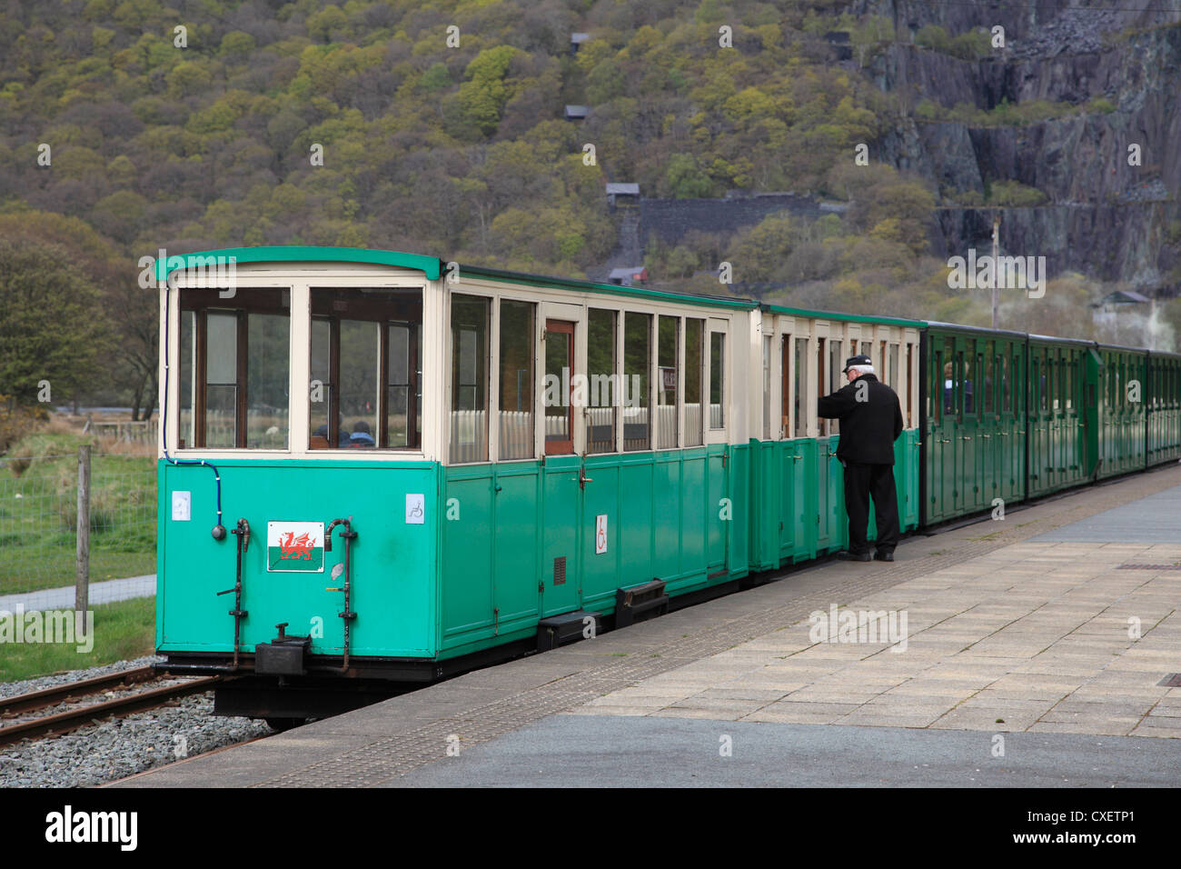 Lake Railway, gare, Llanberis, Gwynedd, Snowdonia, le Nord du Pays de Galles, Pays de Galles, Royaume-Uni Banque D'Images