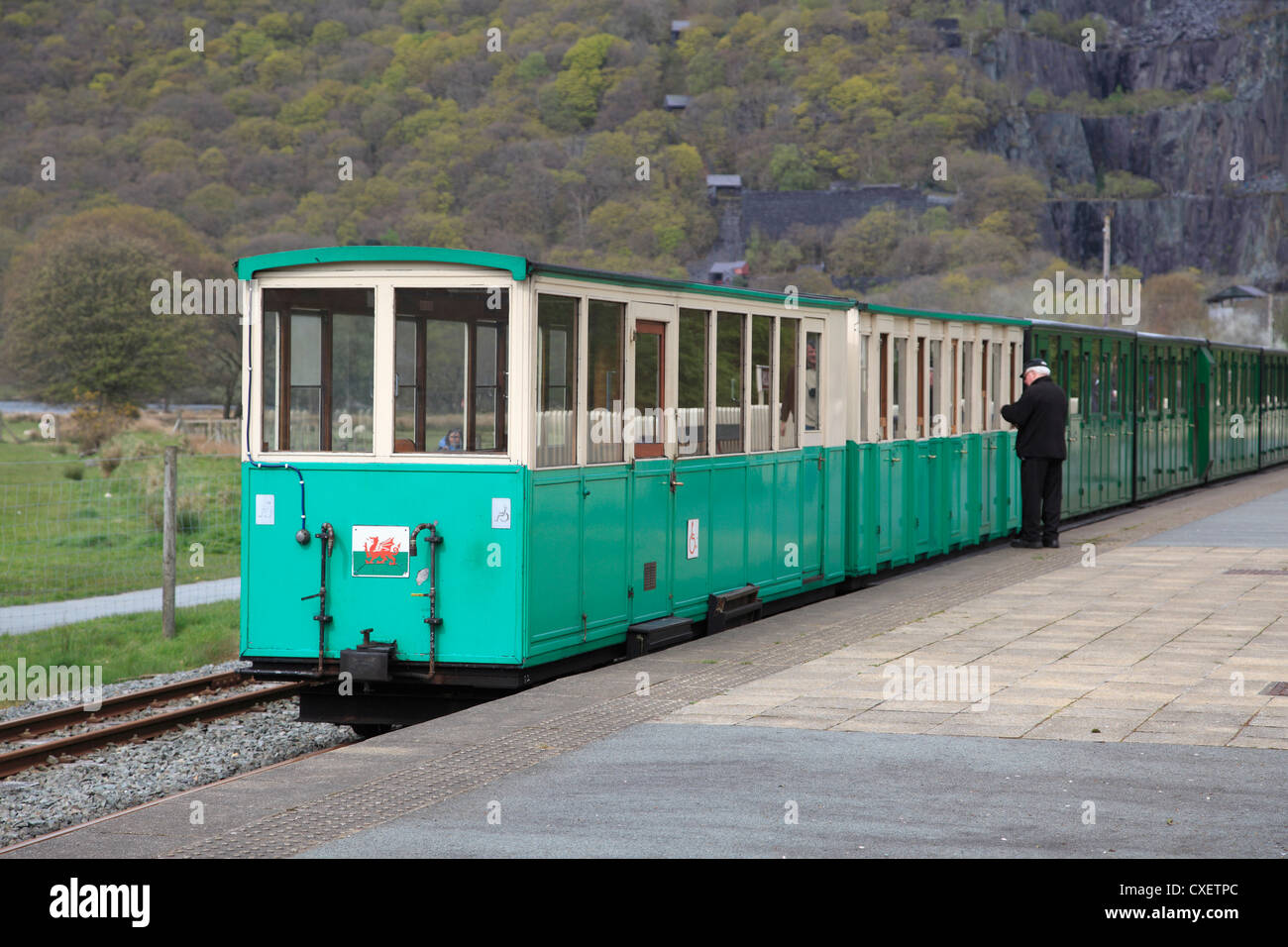 Lake Railway, gare, Llanberis, Gwynedd, Snowdonia, le Nord du Pays de Galles, Pays de Galles, Royaume-Uni Banque D'Images
