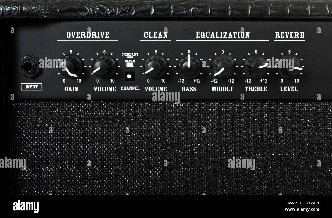 Panneau de contrôle de l'amplificateur de guitare Banque D'Images