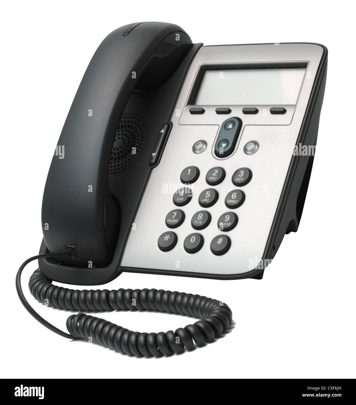 Téléphone VoIP moderne isolé sur fond blanc Banque D'Images