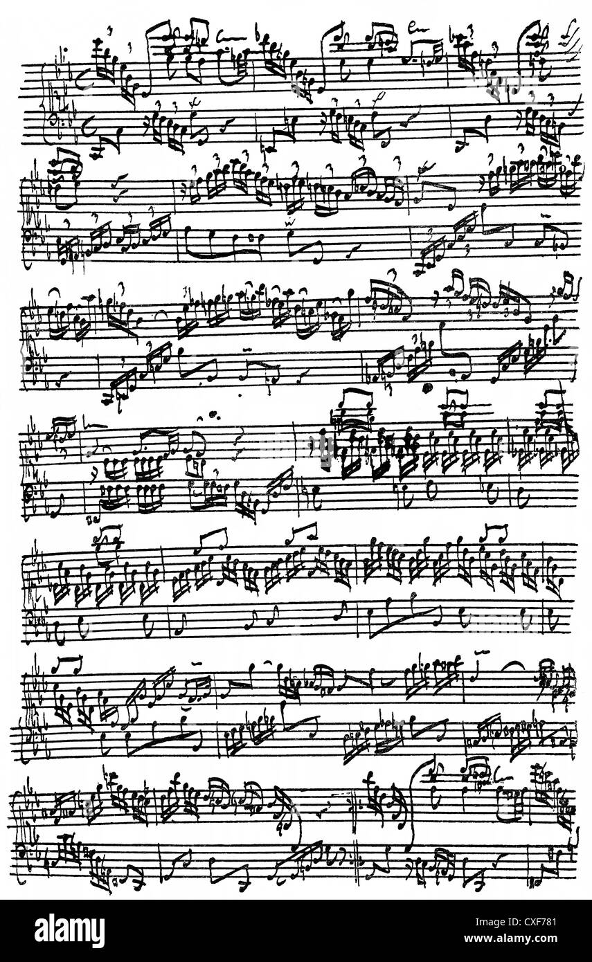 Fantaisie en do mineur pour piano, feuille en musique par Johann Sebastian  Bach, compositeur allemand 1685 1750, virtuose du piano et orgue Photo  Stock - Alamy