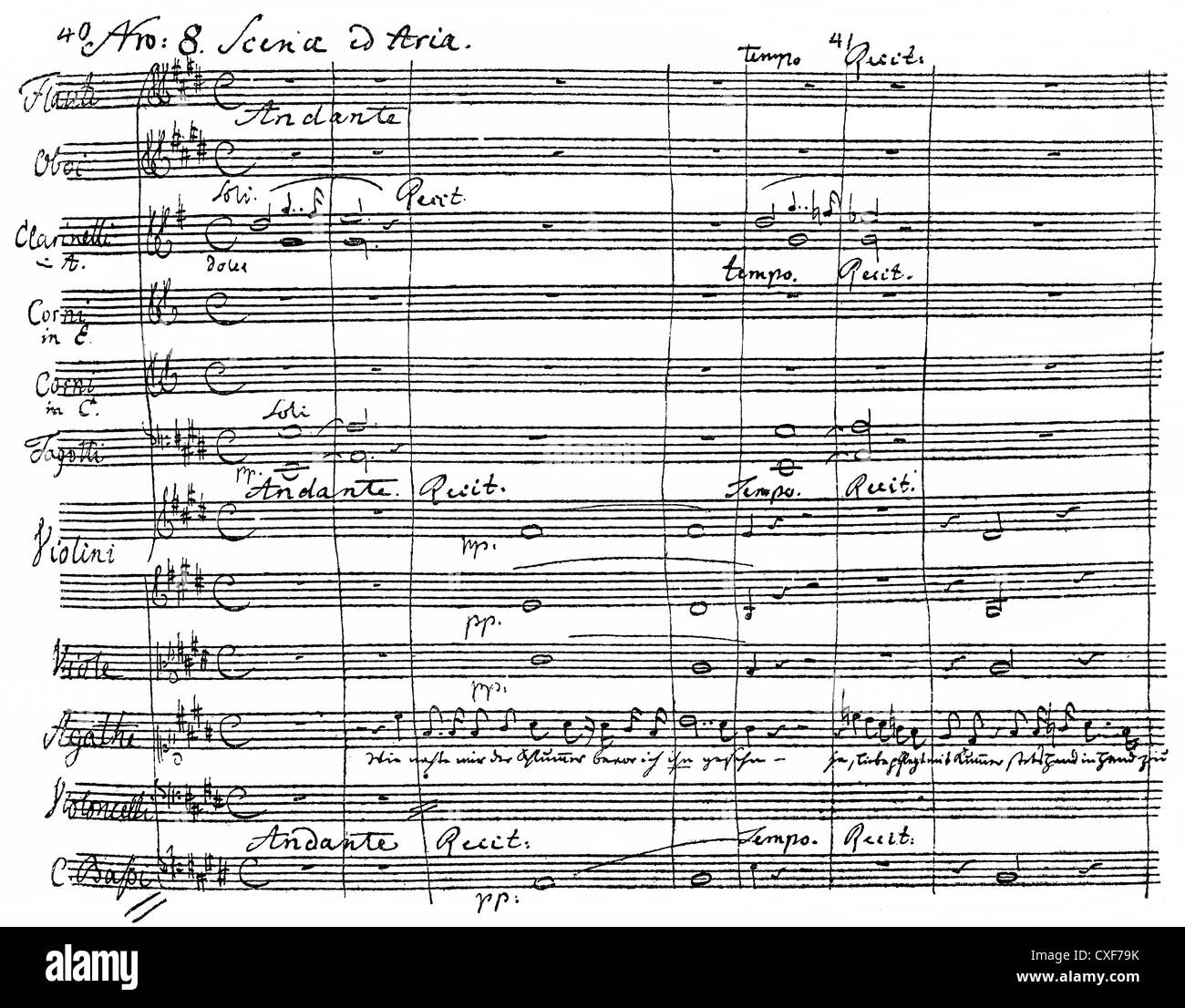 Partitions de l'opéra 'Der Freischuetz roman', le Marksman, manuscrit historique, Carl Maria Friedrich Ernst von Weber Banque D'Images