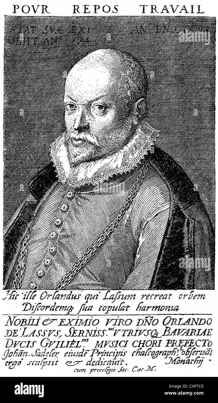 Orlandus Lassus ou Orlando di Lasso ou Orlande ou Roland de Lassus, 1532-1594, compositeur de la Renaissance Banque D'Images