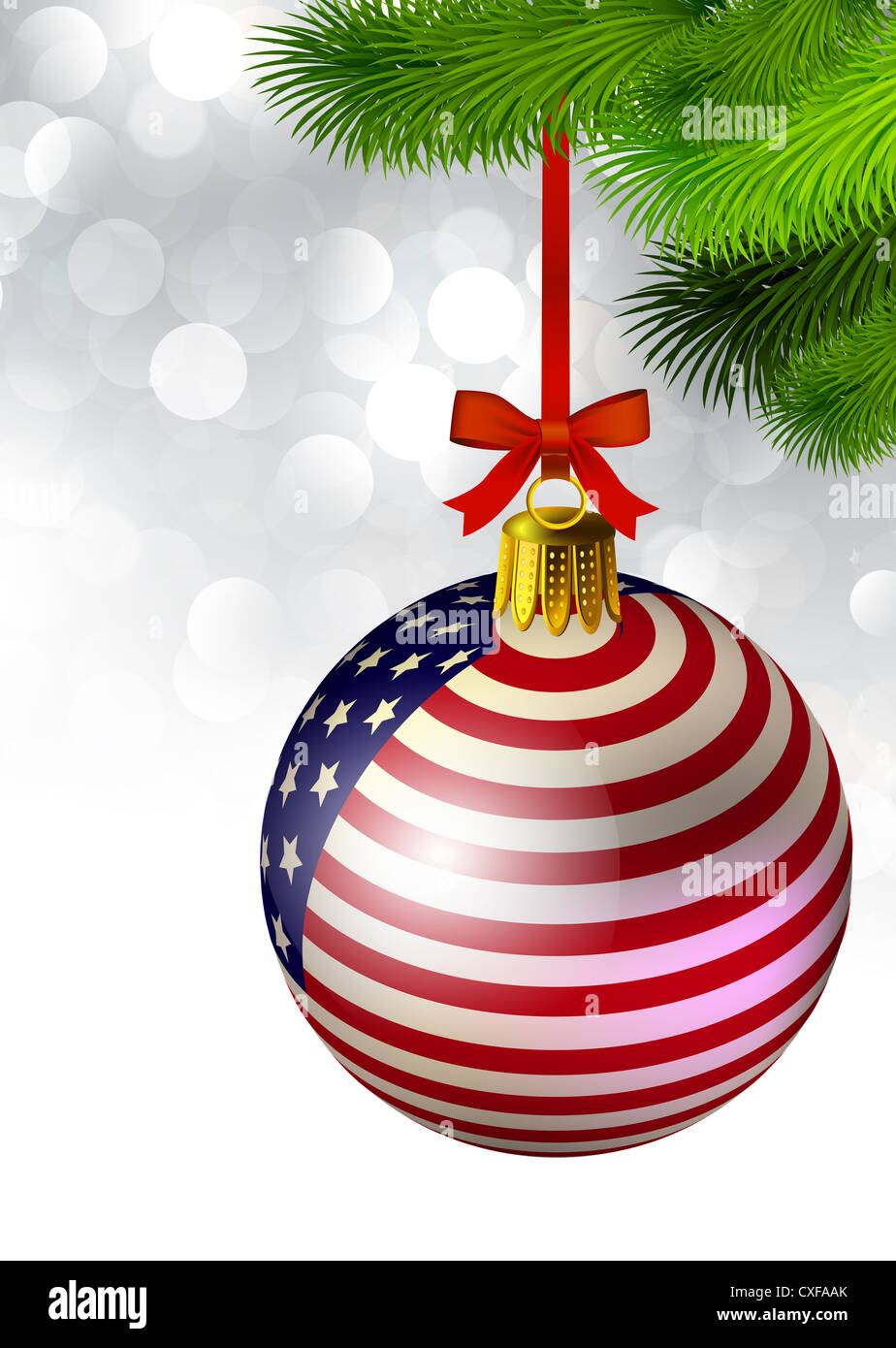 Décoration de Noël à partir de USA baubles on white Banque D'Images
