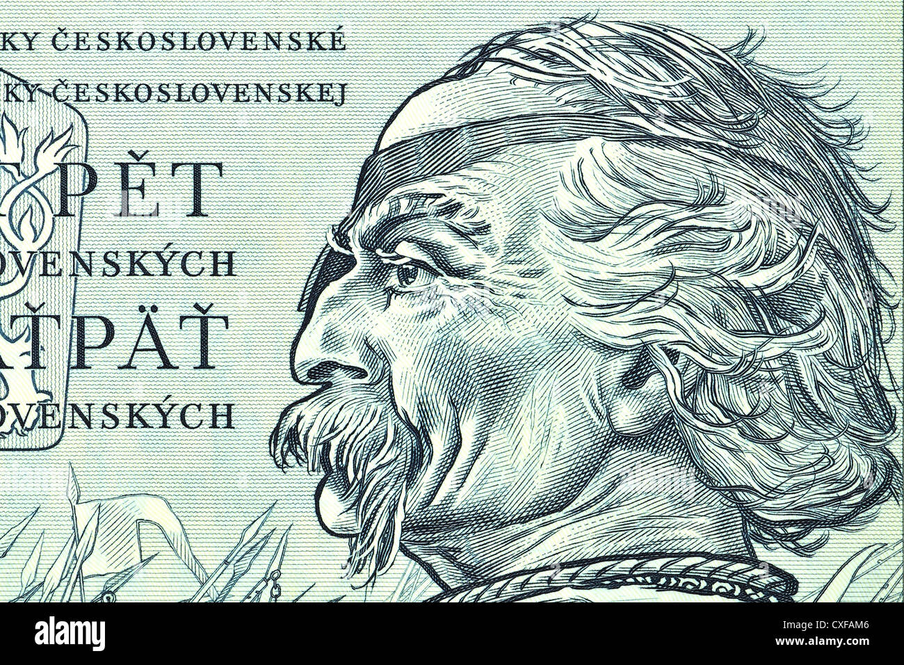 À partir de 1961 billets tchécoslovaques. Dvacet Korun Pet / Vingt-cinq couronnes. Jan Zizka Banque D'Images