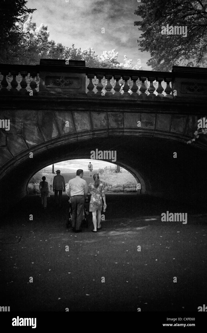 Noir et blanc photo de Central Park, New York City Banque D'Images