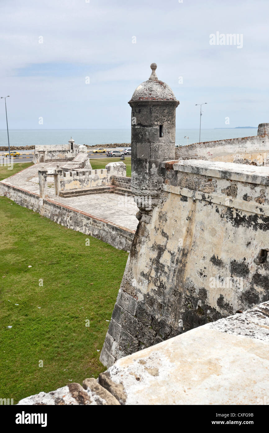 Remparts fortifiés de la ville, Cartagena de Indias, Colombie. Banque D'Images