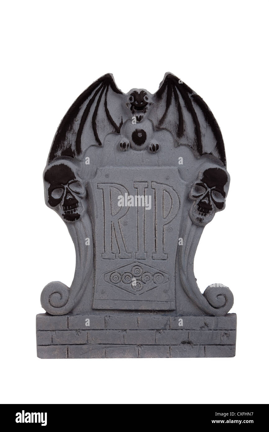 Pierre tombale d'Halloween sur fond blanc Banque D'Images