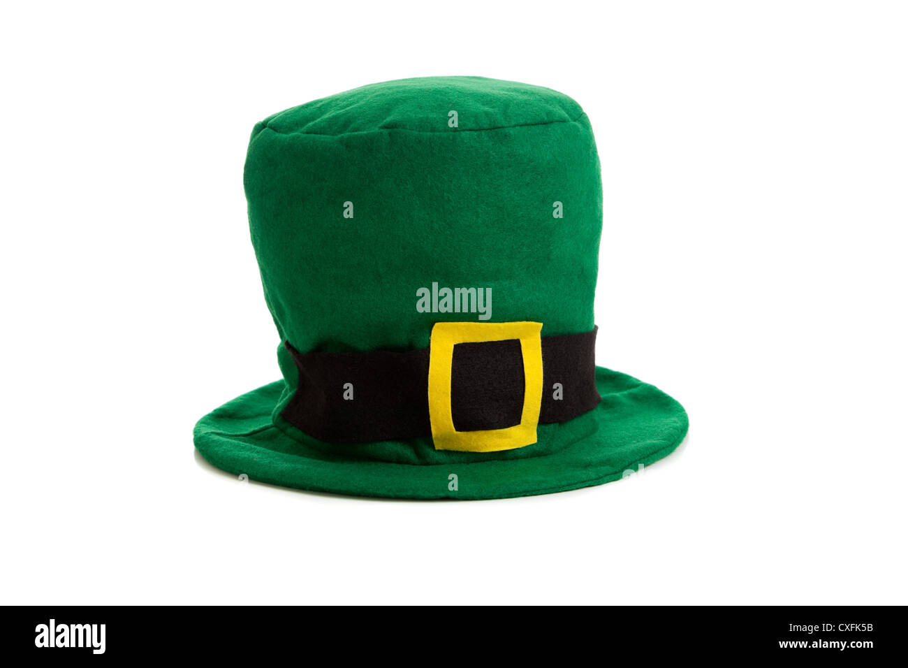 Le jour de la Saint Patrick chapeau lutin vert sur fond blanc Banque D'Images