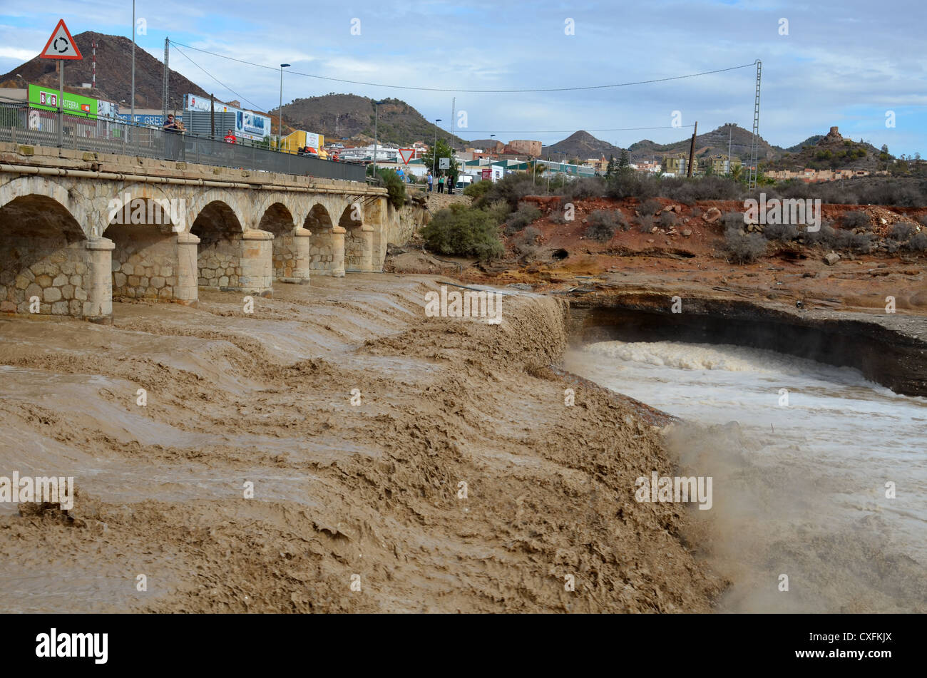 Après le pont de Mazarrón les inondations ont frappé. Sept 2012. Banque D'Images