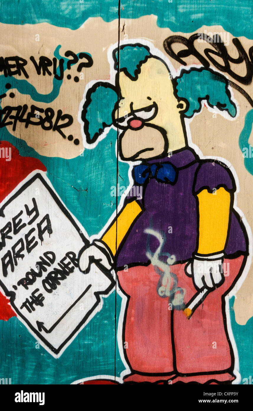 Peinture d'un clown le cannabis, Amsterdam, Pays-Bas Banque D'Images