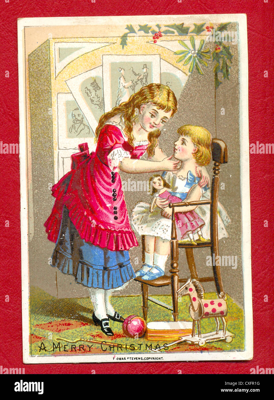 Carte de Noël Chromolithographiée publiée par Thomas Stevens vers 1885 Banque D'Images