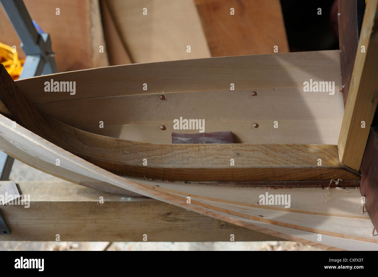 Bateau en bois Arc en construction Banque D'Images