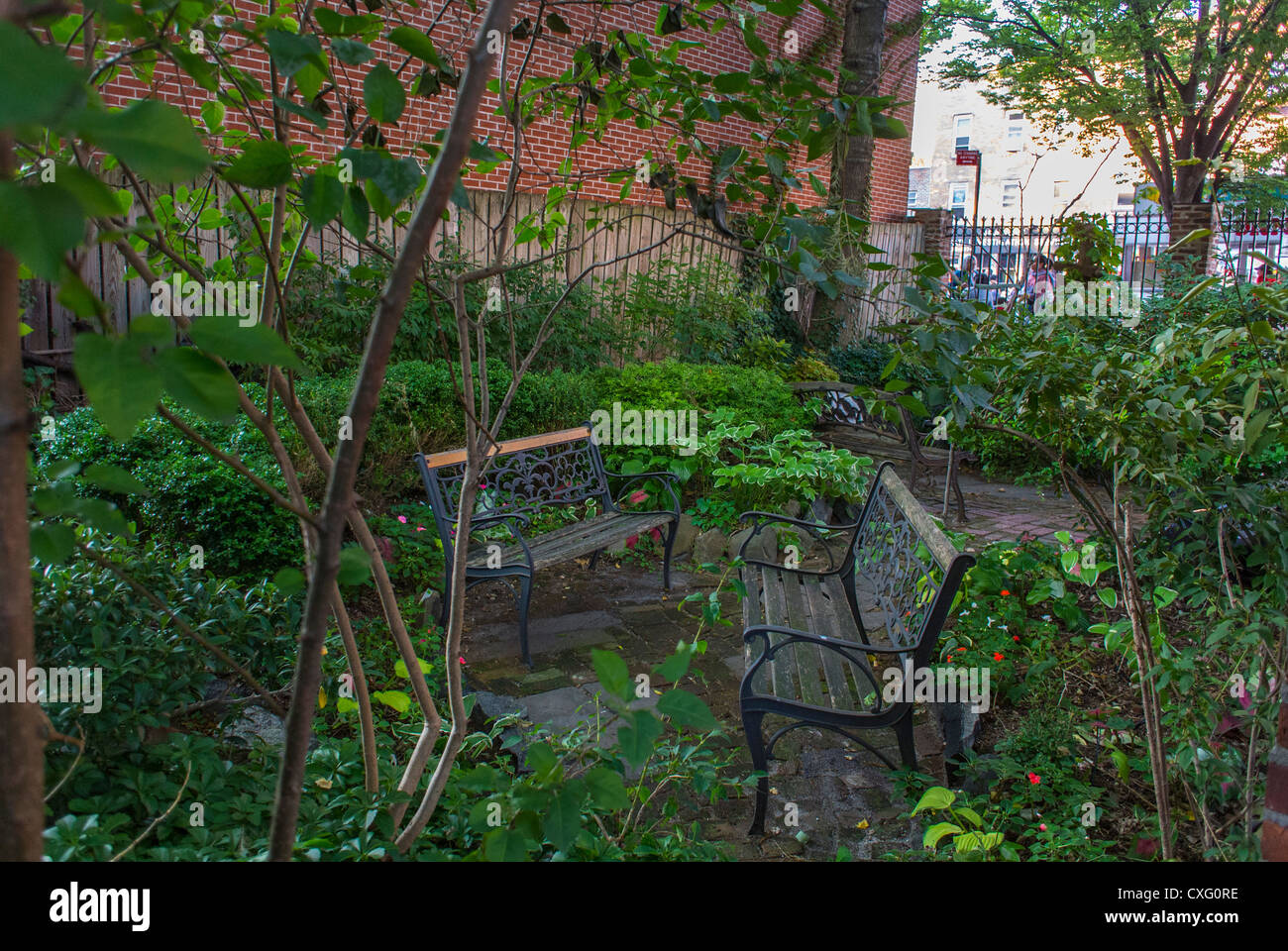 New York City, NY, USA, 'The Hoyt Garden' Community Gardens à Brooklyn, gentrification des zones urbaines aux États-Unis, vide Banque D'Images