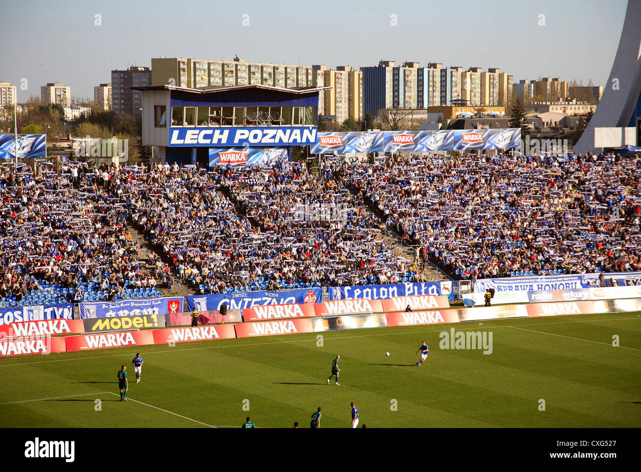 Stade de la première division polonaise de Lech Poznan à un match à domicile, Poznan, Pologne Banque D'Images