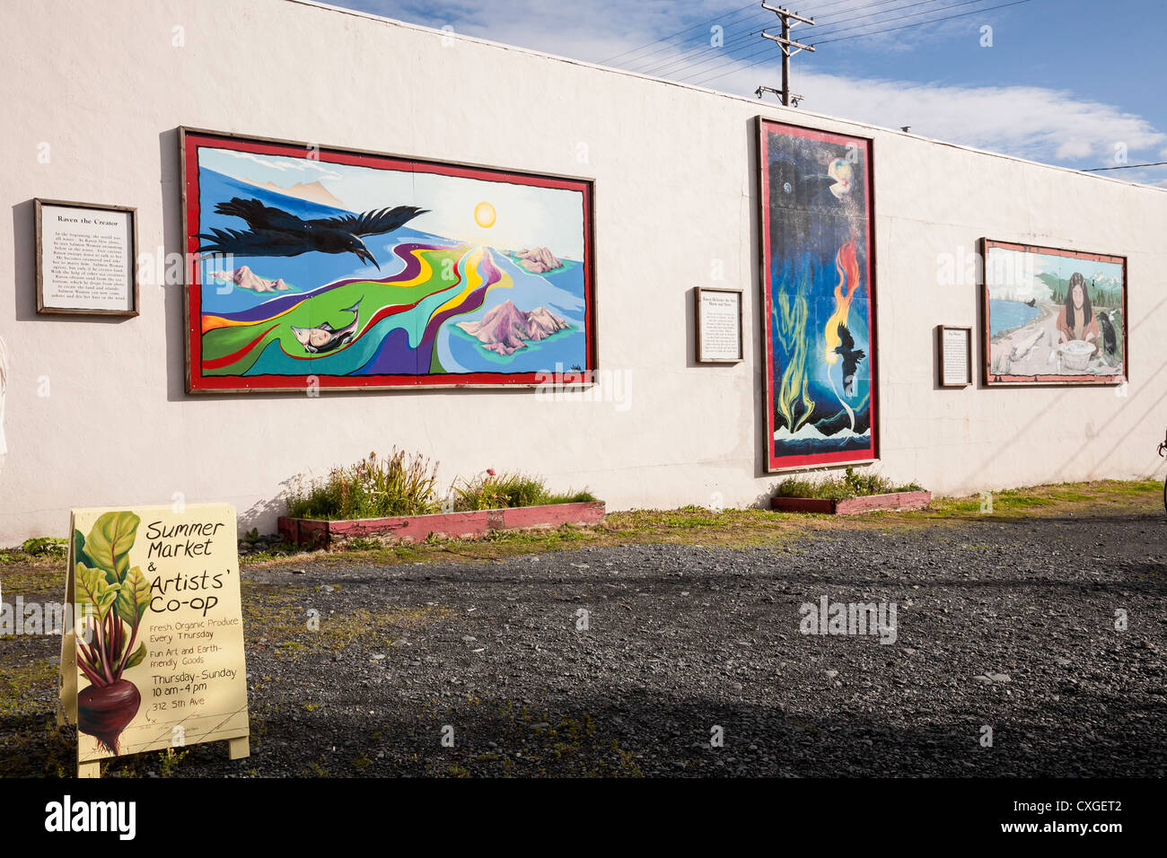 Peintures murales, des artistes' Co-op Signe, Seward, AK, États-Unis Banque D'Images