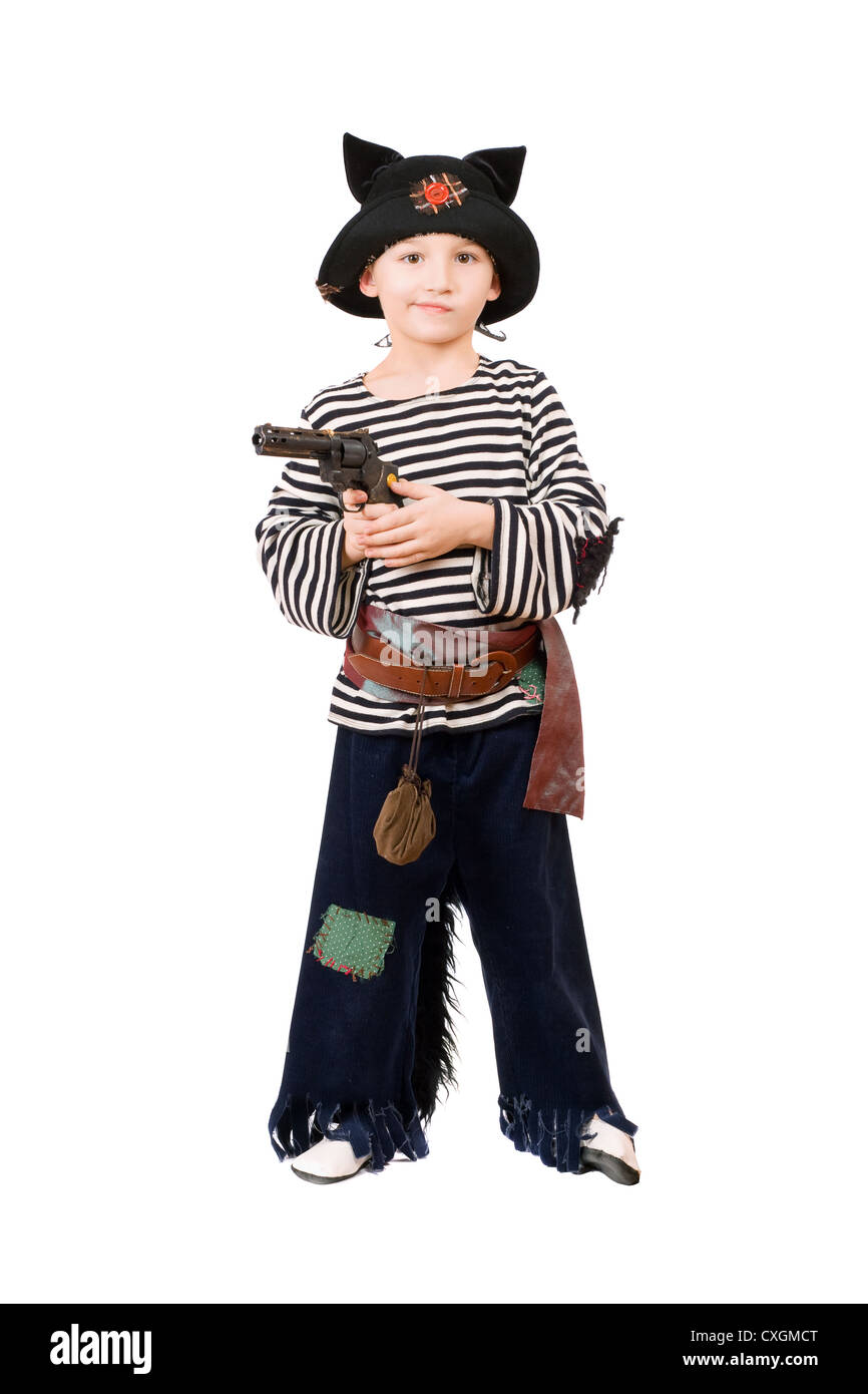 Garçon avec gun habillé en pirate Banque D'Images