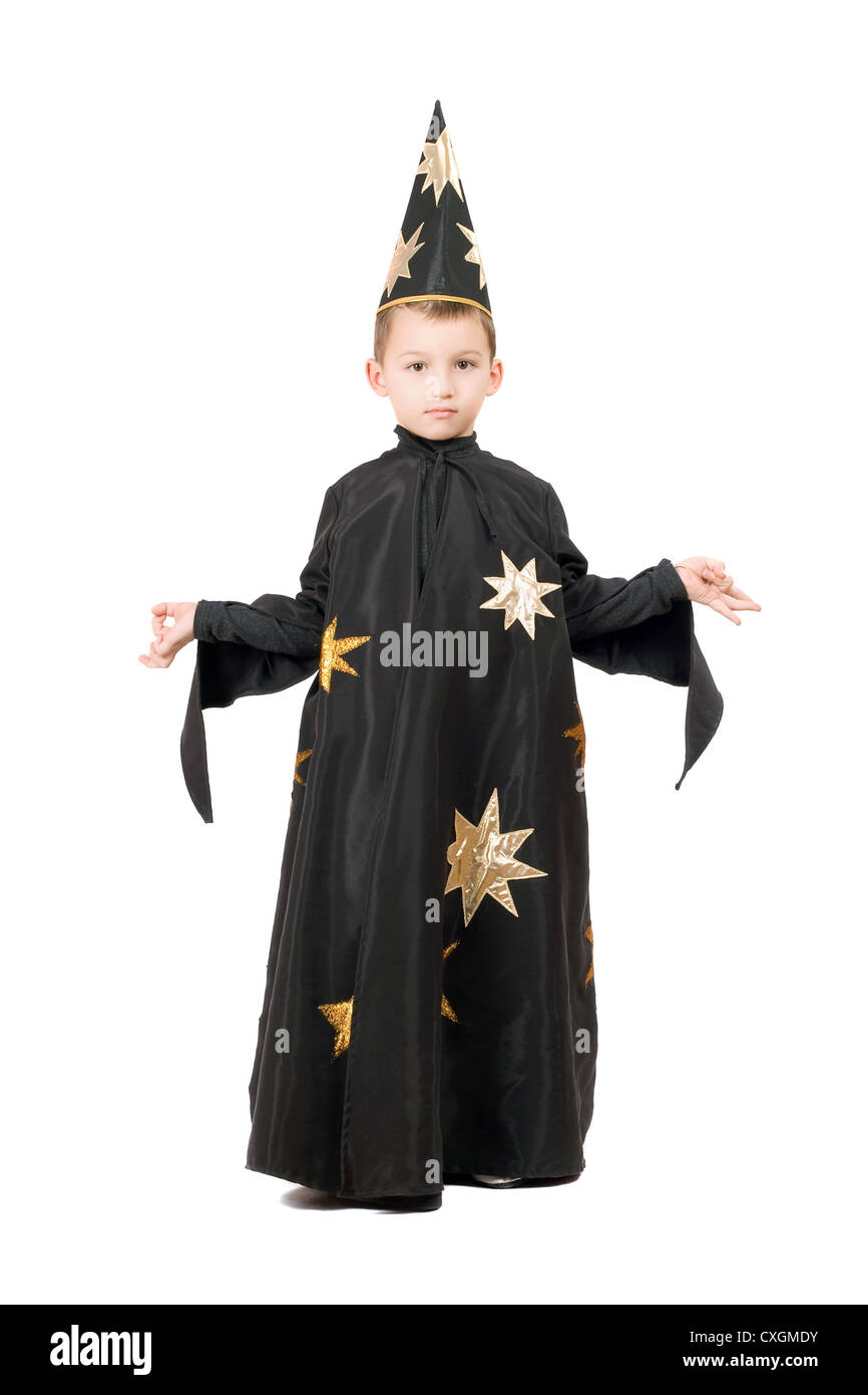 Petit garçon habillé en astrologue Banque D'Images