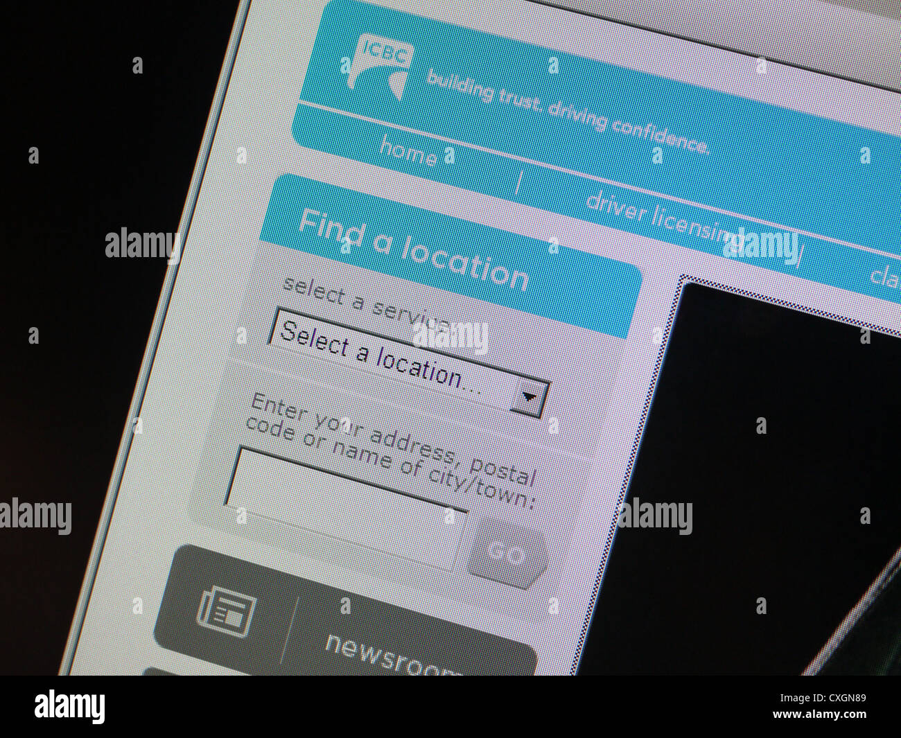 Site web de l'assurance-automobile de l'ICBC Banque D'Images
