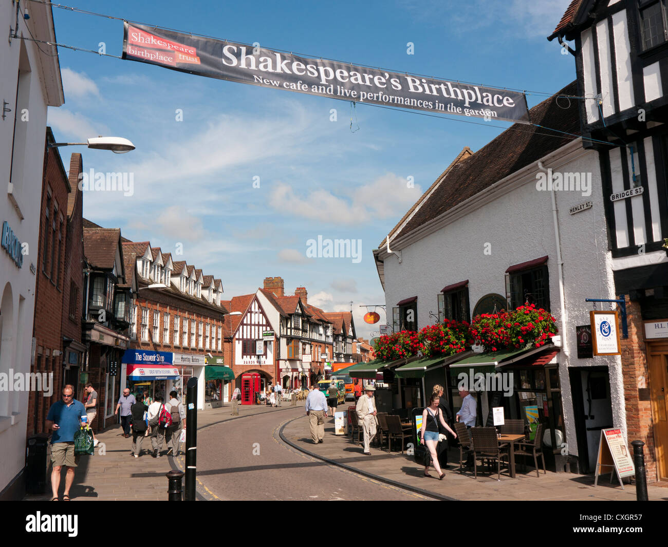 Henley Street, qui est le lieu de naissance de William Shakespeare à Stratford upon Avon en Angleterre Banque D'Images