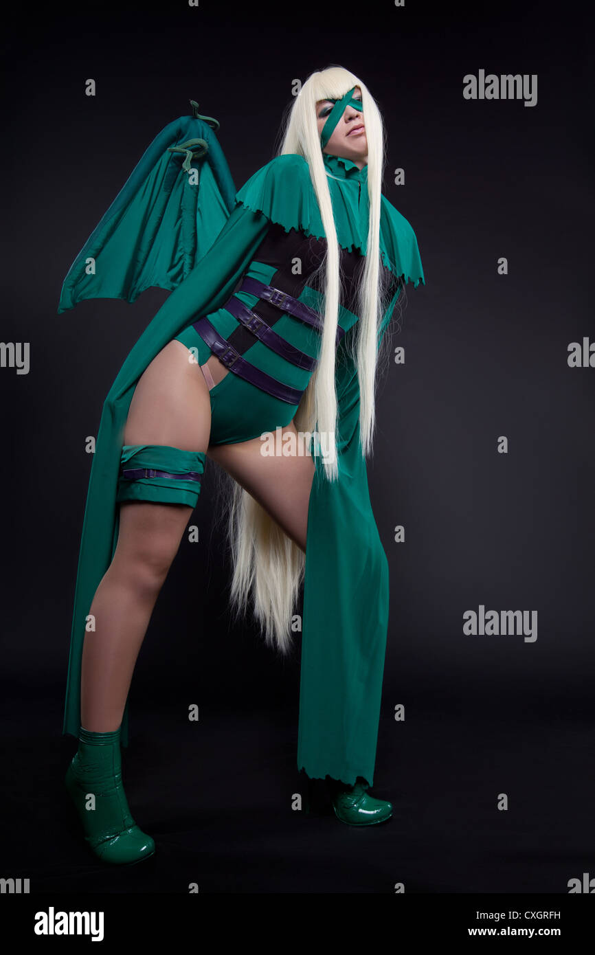 Fury vert caractère anime cosplay costume Banque D'Images