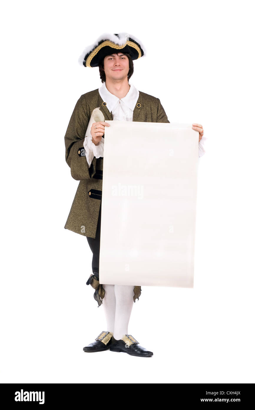 Jeune homme dans un costume historique Banque D'Images