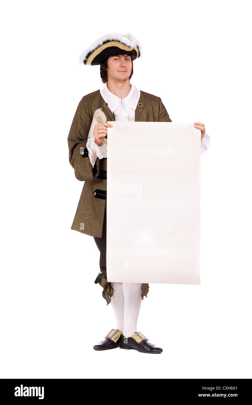 L'homme avec le papier blanc dans les mains Banque D'Images