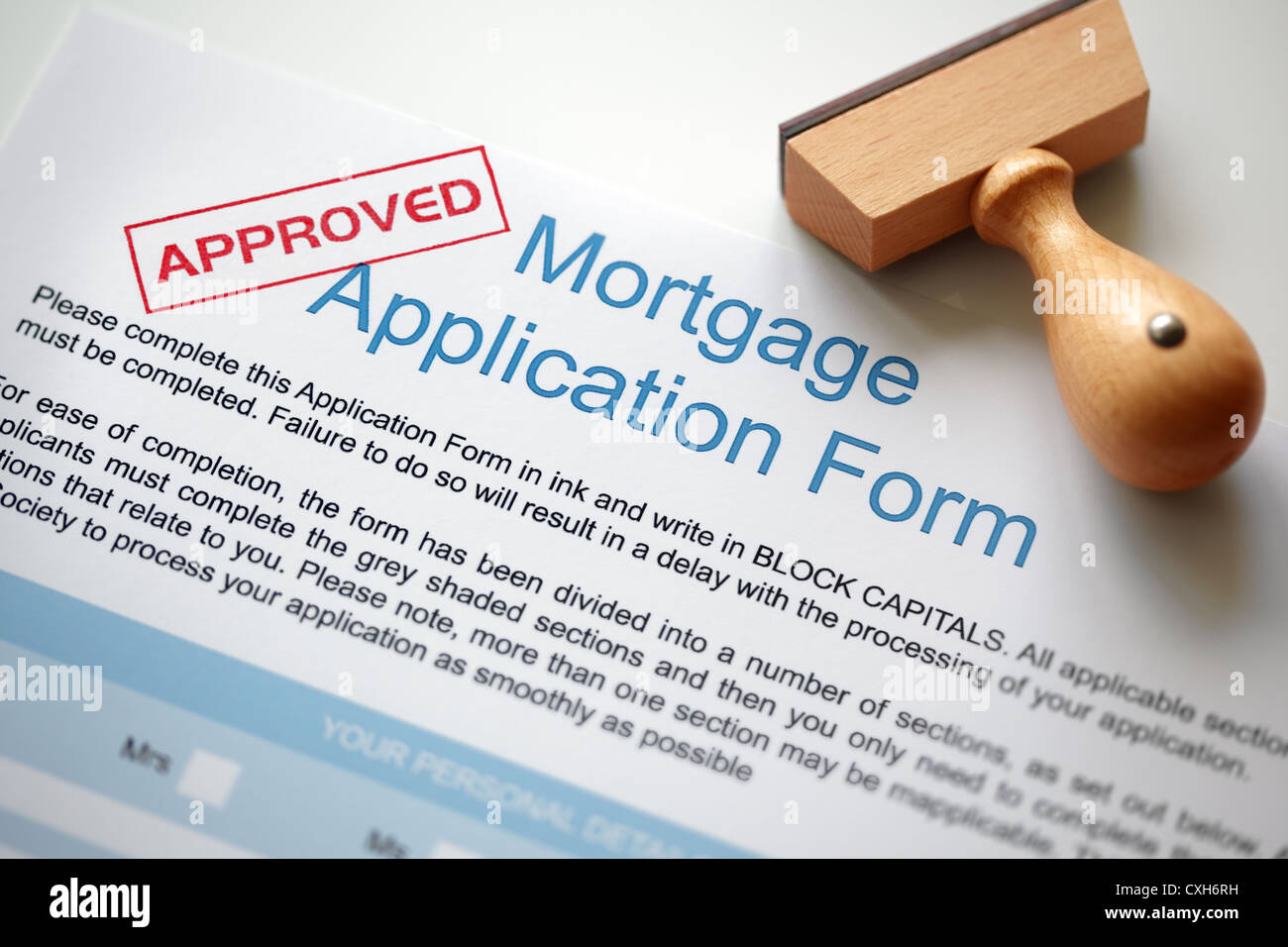 Demande de prêt hypothécaire approuvé Banque D'Images
