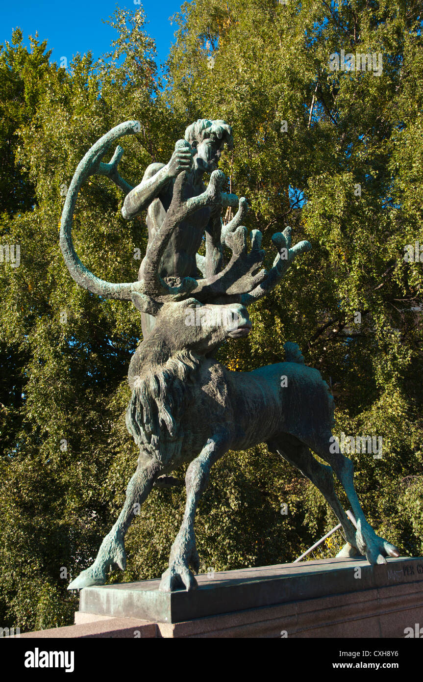 Peer Gynt statue à thème (1937) par Dyre Vaa sur Ancurbrua le pont pont rivière Akerselva Anker Oslo Grünerløkka Banque D'Images