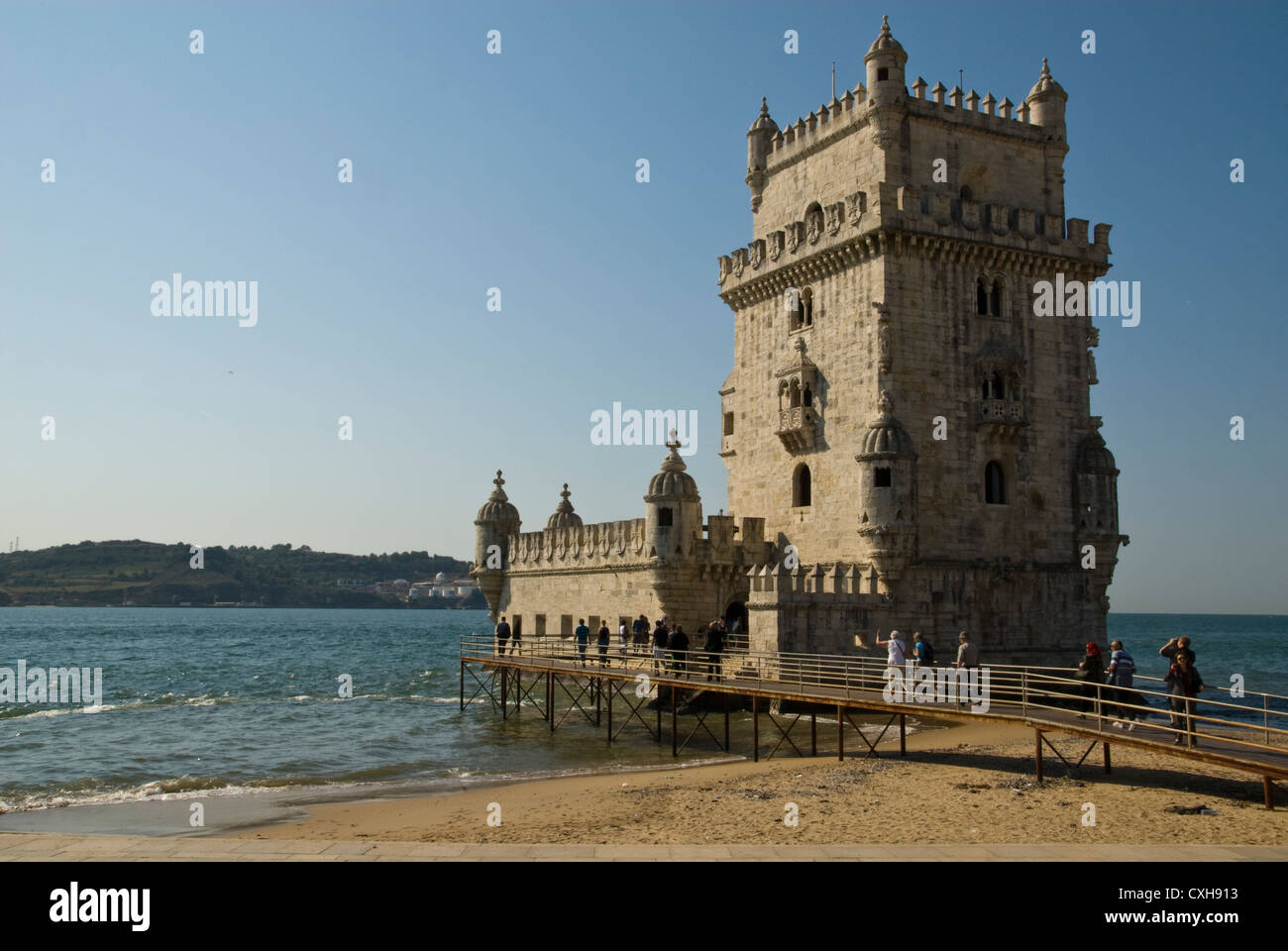 Vue de la Tour de Belém à Lisbonne, Portugal, Europe Banque D'Images