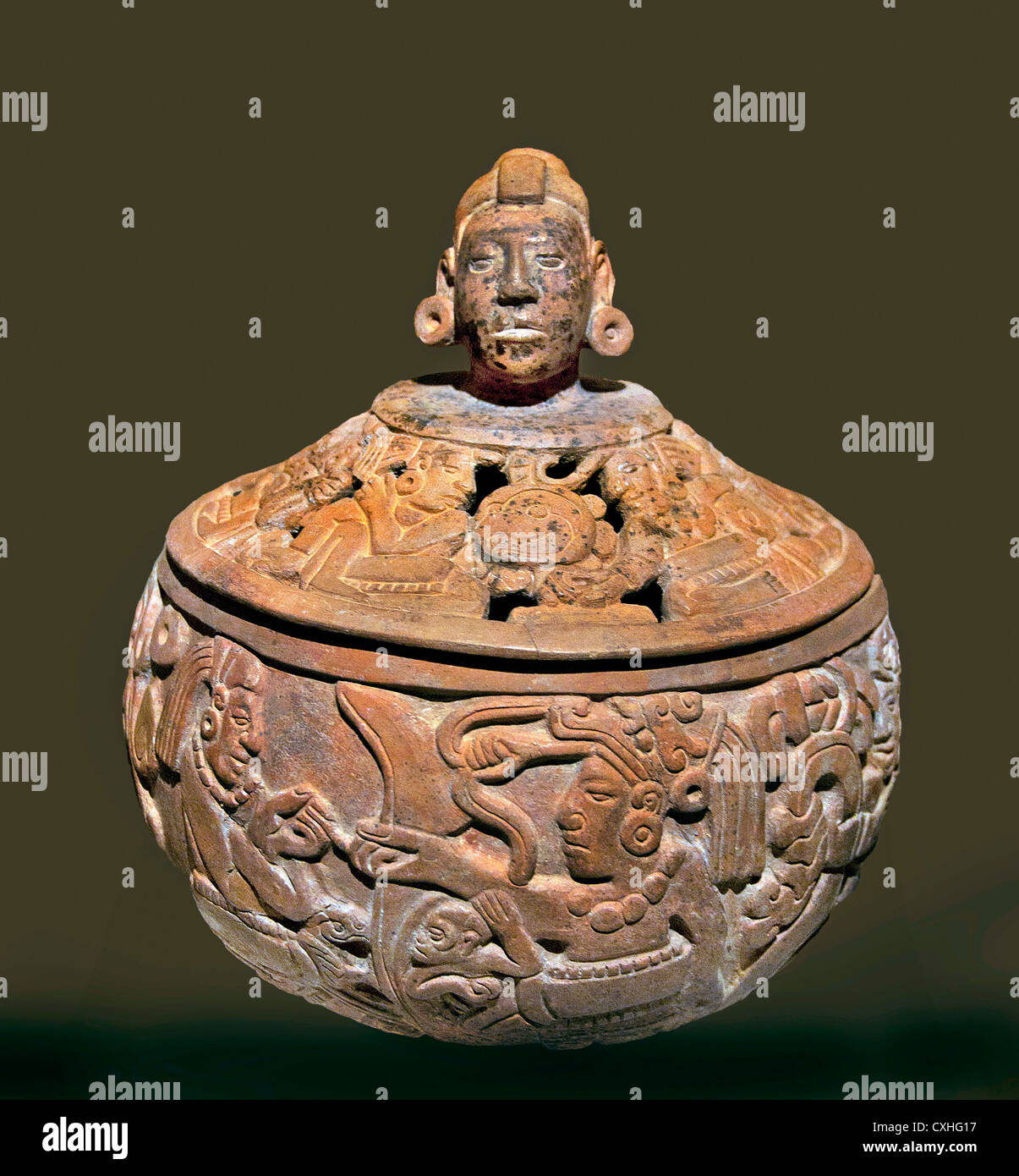 Bol à couvercle 6ème 9ème siècle Mexique Veracruz Mésoamérique Rio Blanco Río Blanco Ceramic Banque D'Images