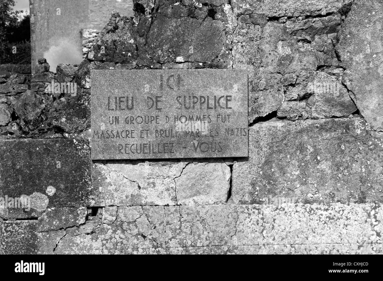 ORADOUR-sur-glane 10 juin 1944, 642 hommes, femmes et enfants assassinés par les nazis. Banque D'Images