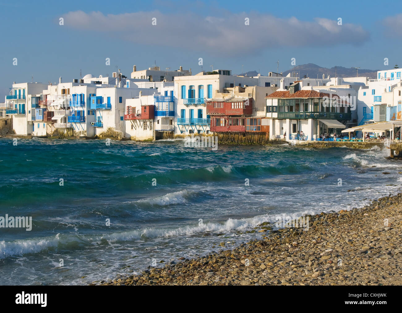 La petite Venise, l'île de Mykonos, Grèce Banque D'Images