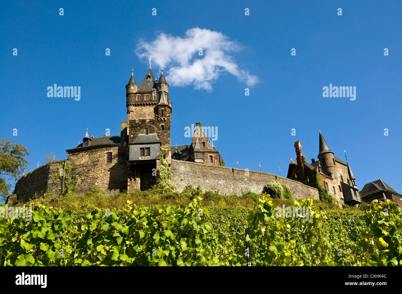 Le château de Cochem, vallée de la Moselle, en Allemagne. Banque D'Images