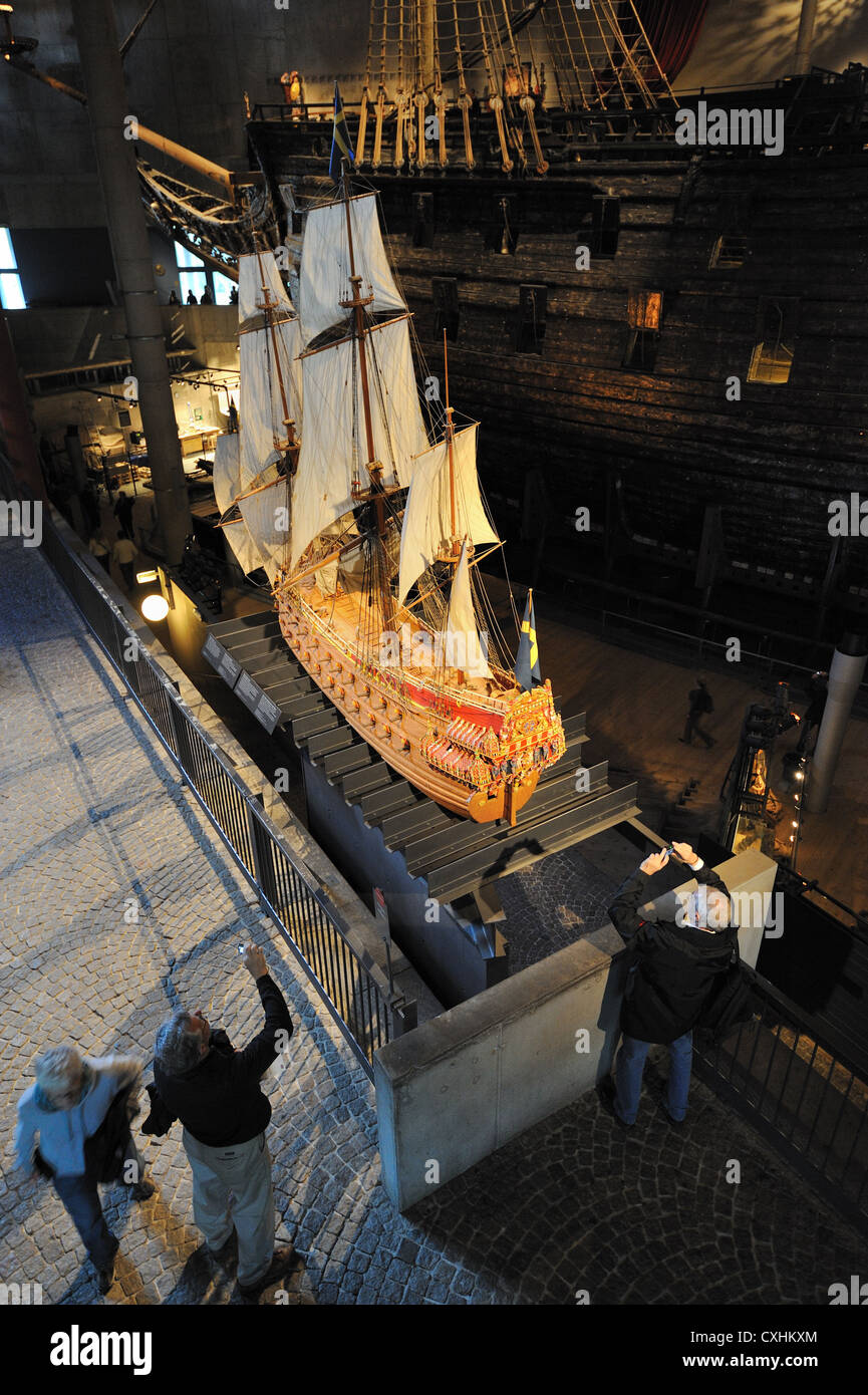 Le modèle et l'original conservé au musée Vasa Vasa navire à Djurgarden Stockholm, Stockholms Lan, Suède Banque D'Images