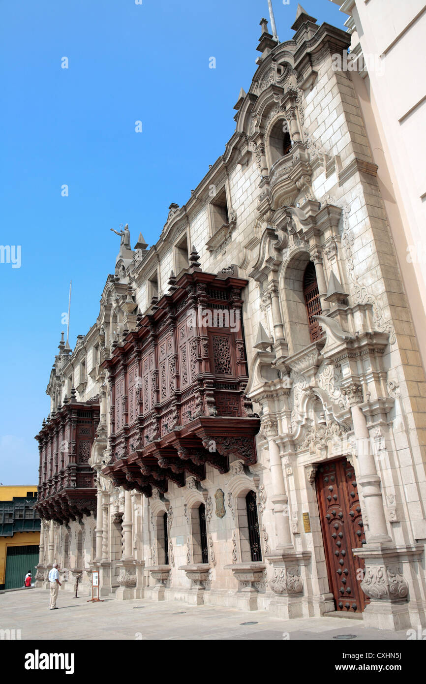 Palais de l'archevêque (1924), Plaza de Armas, Lima, Pérou Banque D'Images