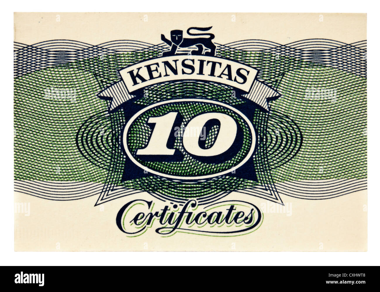 1930 Kensitas Dix 'point' Certificat cadeau. Les certificats ou des coupons ont été donnés avec Kensitas cigarettes. Banque D'Images