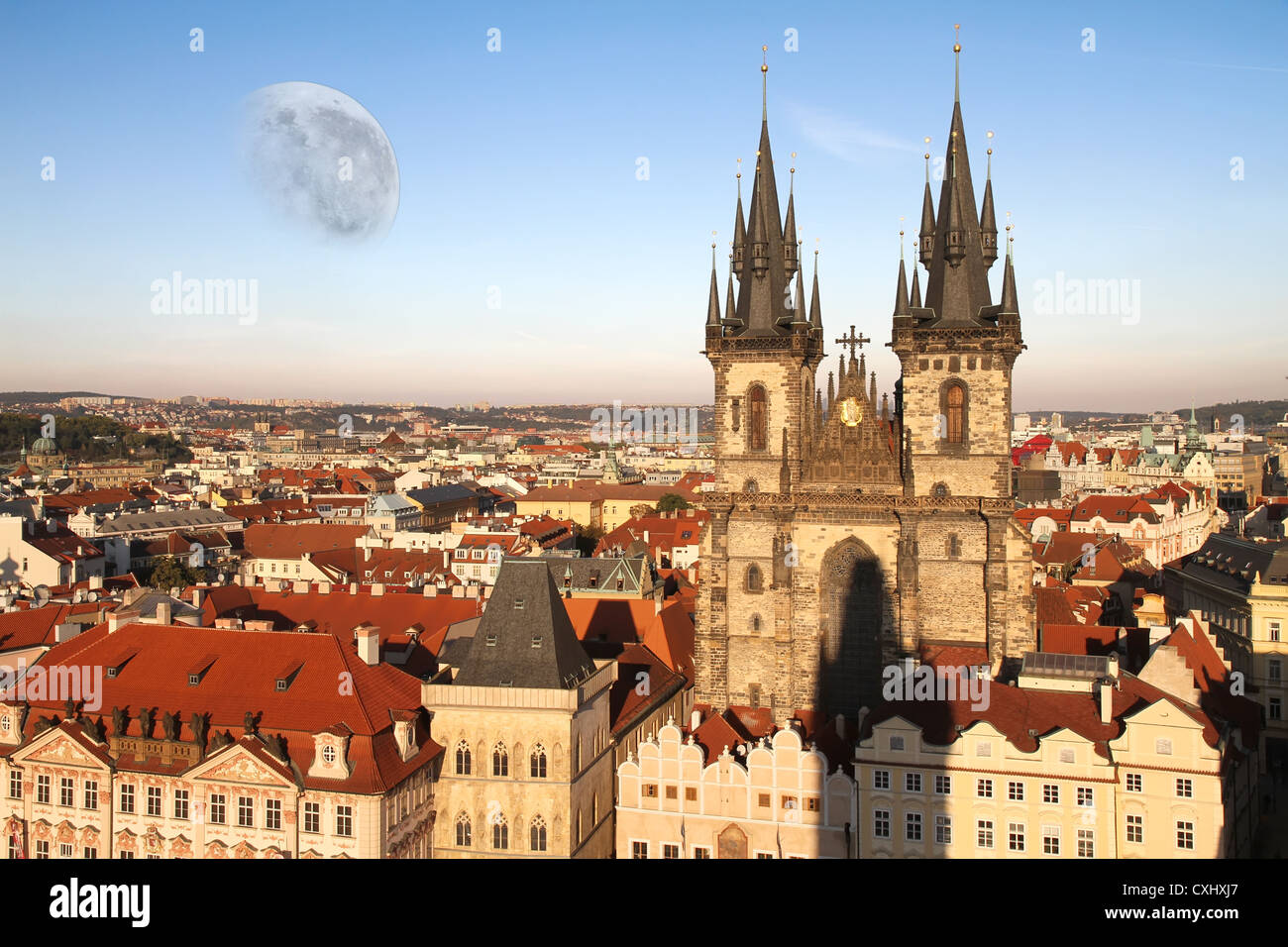 L'Teyn Eglise dans la vieille ville de Prague, en République tchèque, l'Europe. Banque D'Images