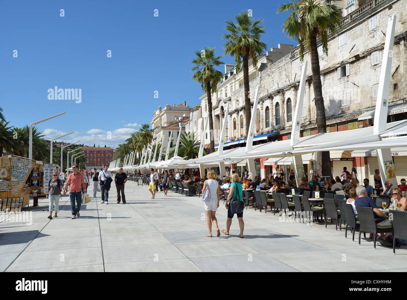 La Riva Waterfront, Vieille Ville, Split, Croatie, comté de Split-Dalmatie Banque D'Images