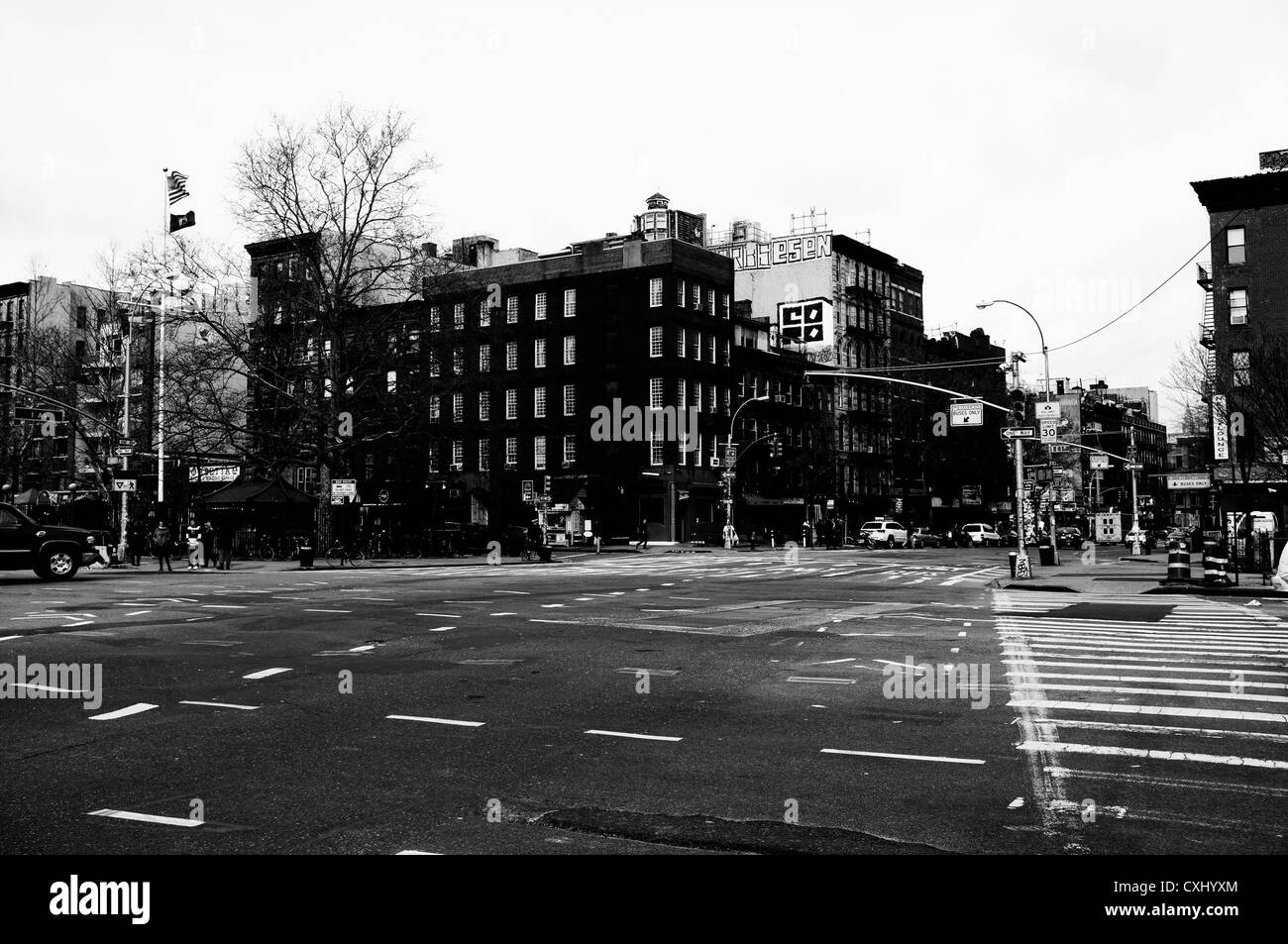 New York, la rue, les bâtiments, Noir & Blanc Banque D'Images