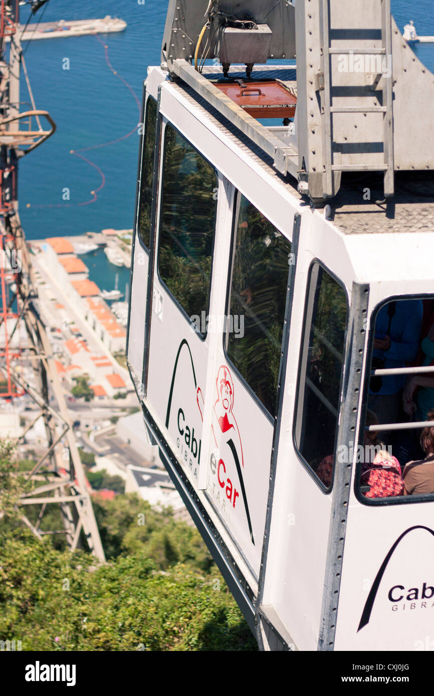 Photo de télécabine sur le rocher de Gibraltar. Banque D'Images