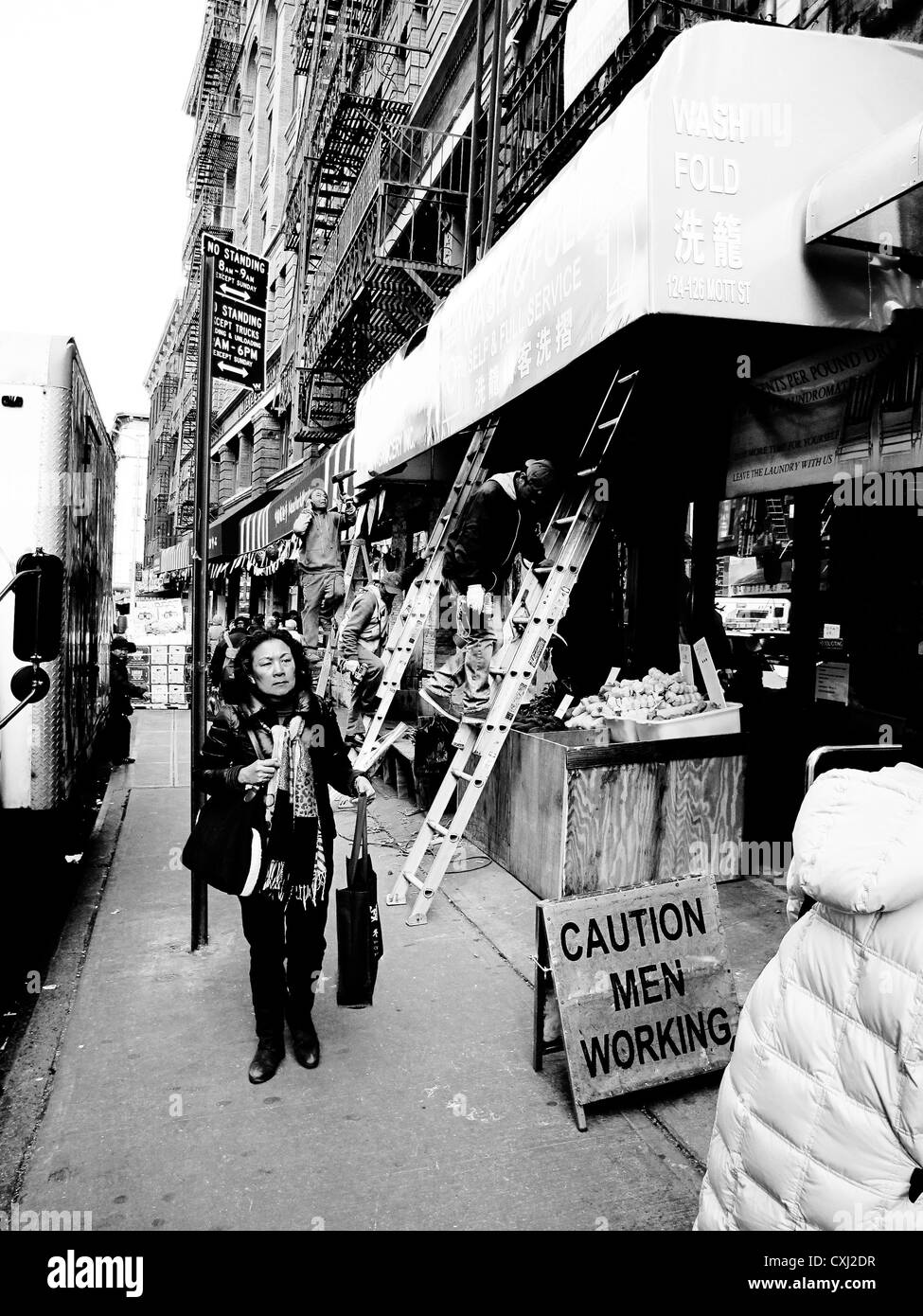 Chinatown. New York. En Noir & Blanc Banque D'Images