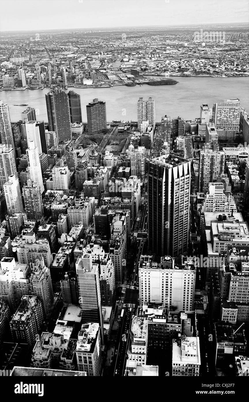 New York de l'Empire State Building en noir & blanc Banque D'Images