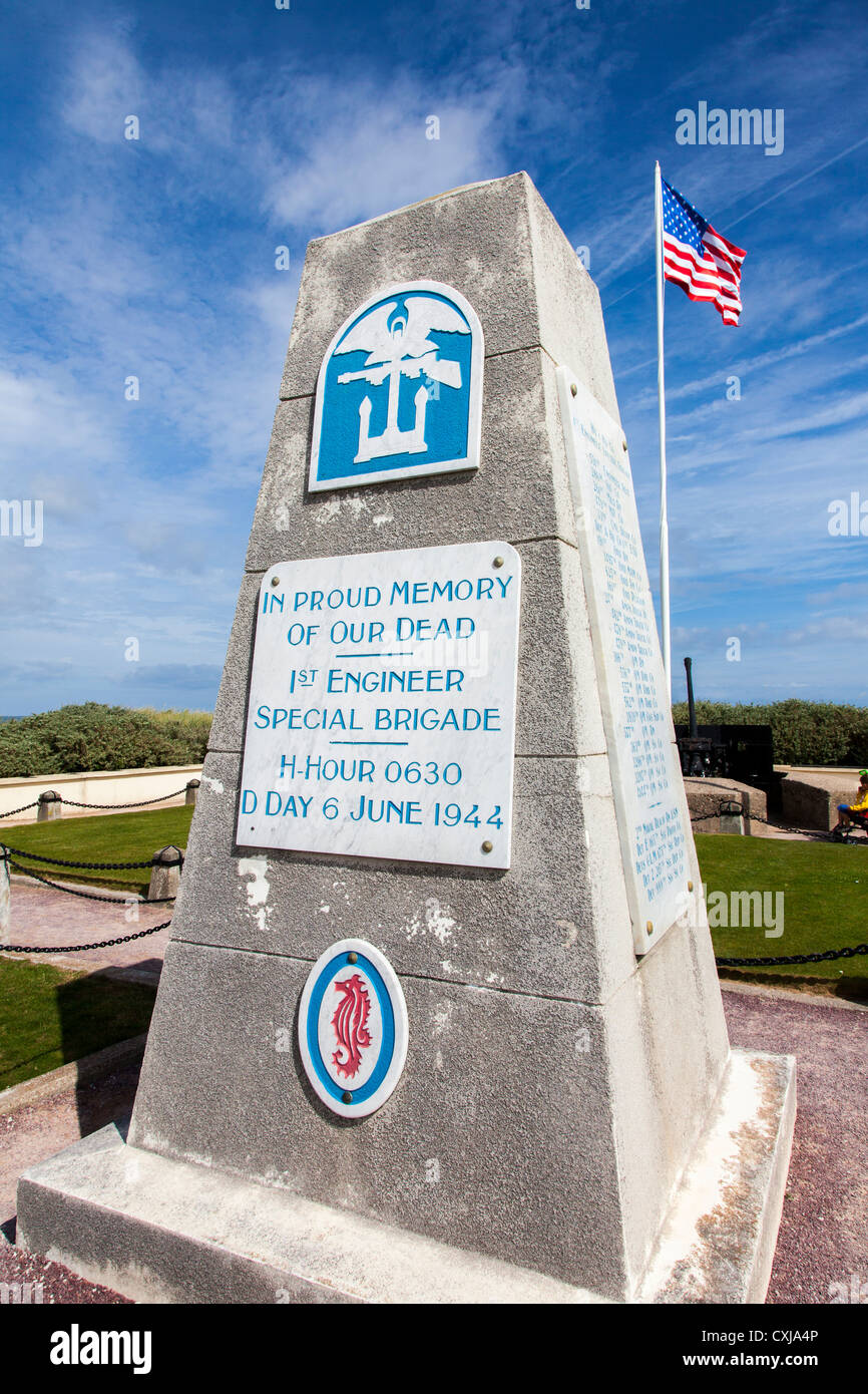 1re brigade spéciale du génie D-Day Monument, Utah Beach, Sainte-Marie-du-Mont, Normandie, France Banque D'Images