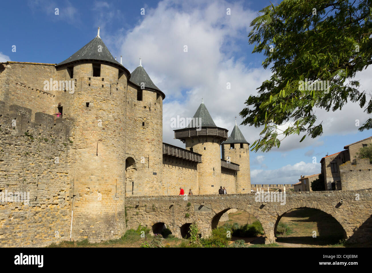 La ville médiévale de Carcassonne, La Cité, Château Comtal, Aud, Roussillon, Languedoc, France Banque D'Images