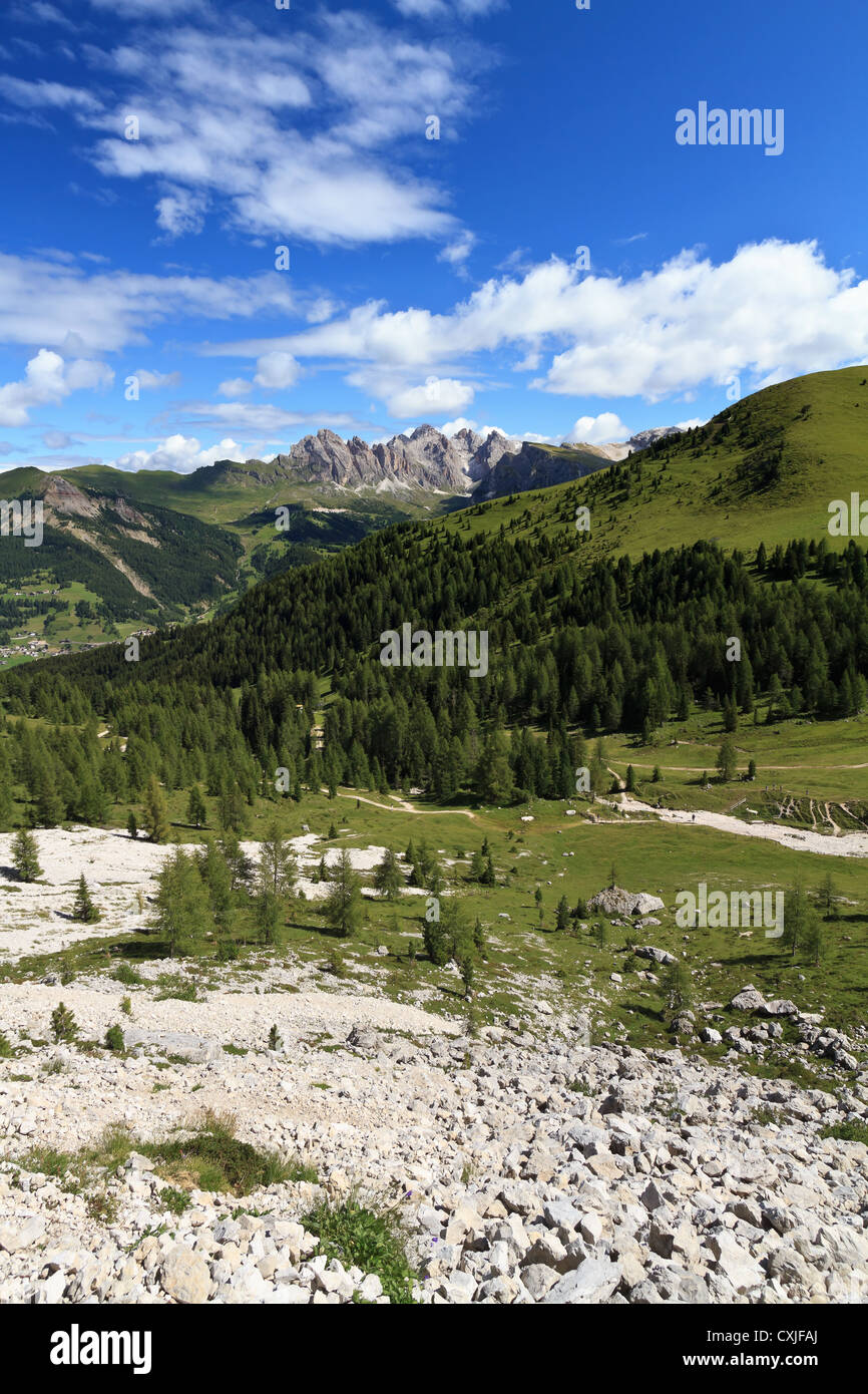 Paysage estival de la vallée Gardena, Alto Adige, Italie Banque D'Images