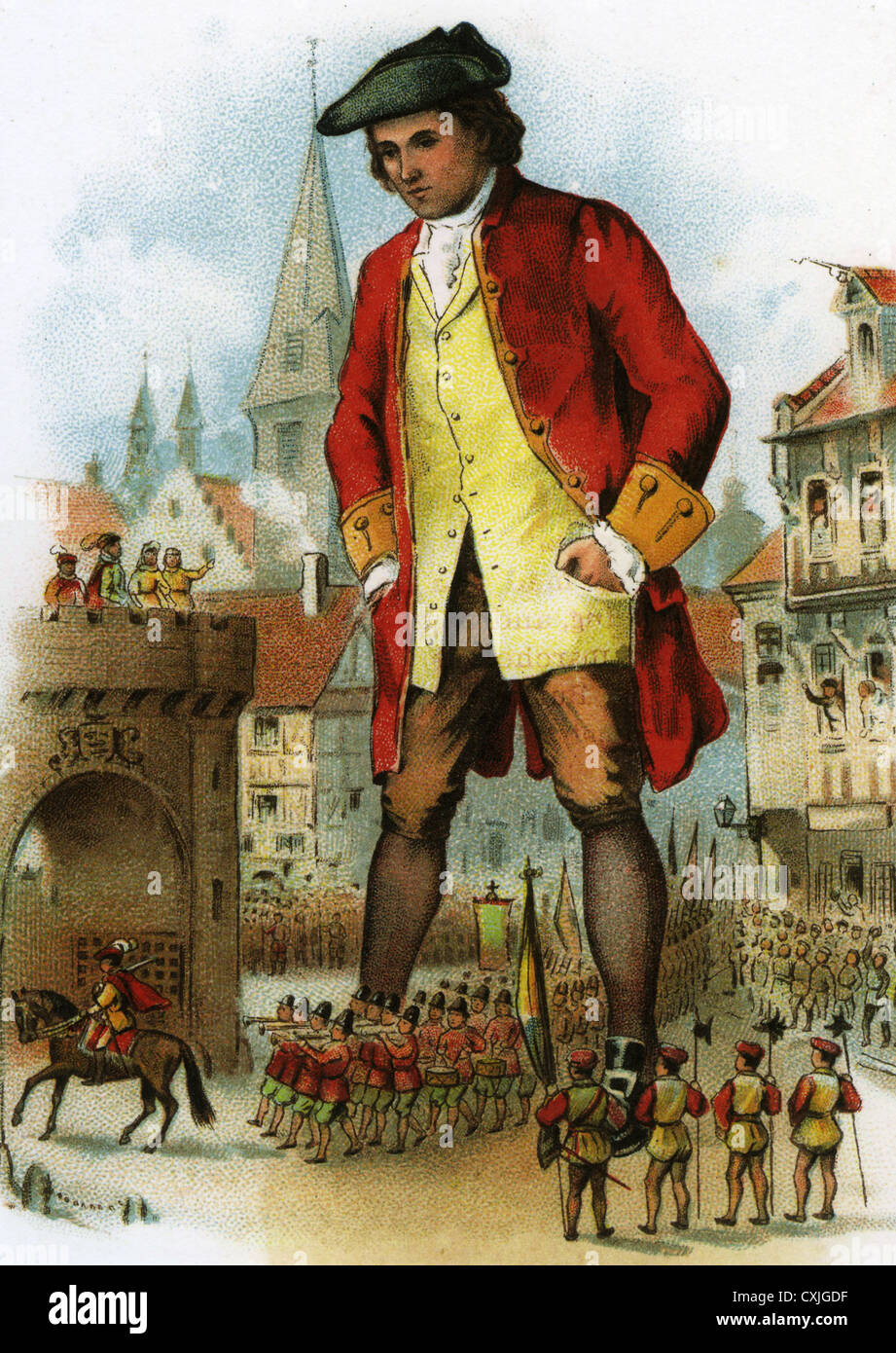Les voyages de Gulliver Illustration pour le roman de Jonathan Swift publié pour la première fois en 1726. Banque D'Images