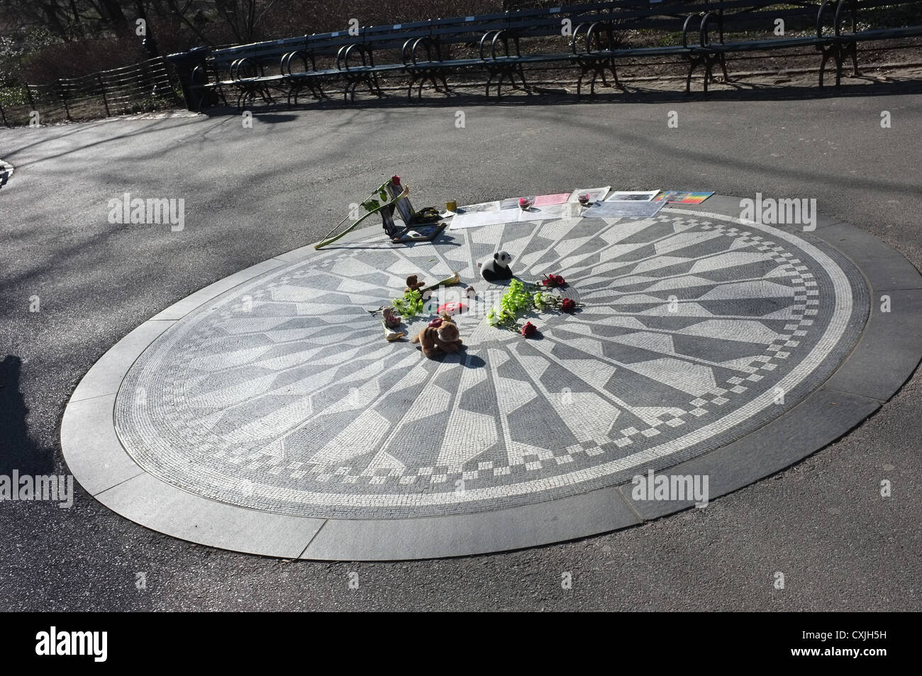 Central Park New York John Lennon Strawberry Fields Memorial Banque D'Images